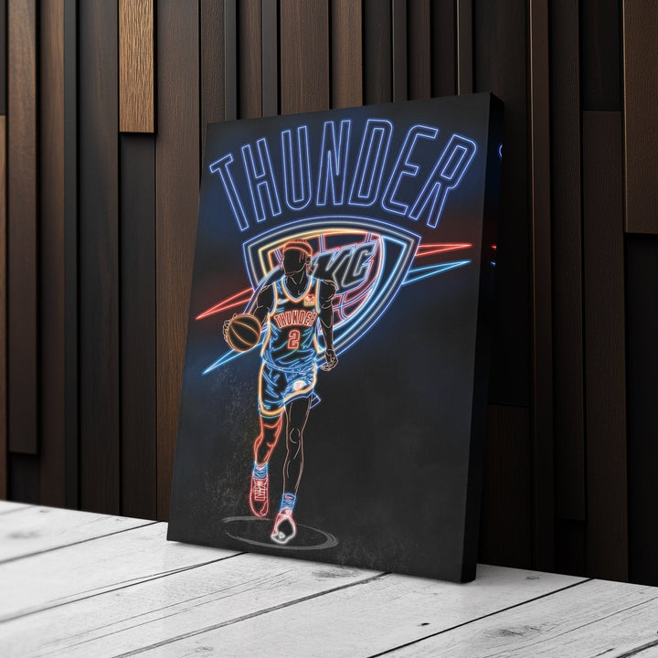 Shai Gilgeous - Alexander Neon Canvas Art | Thunder Wall Decor - CanvasNeon