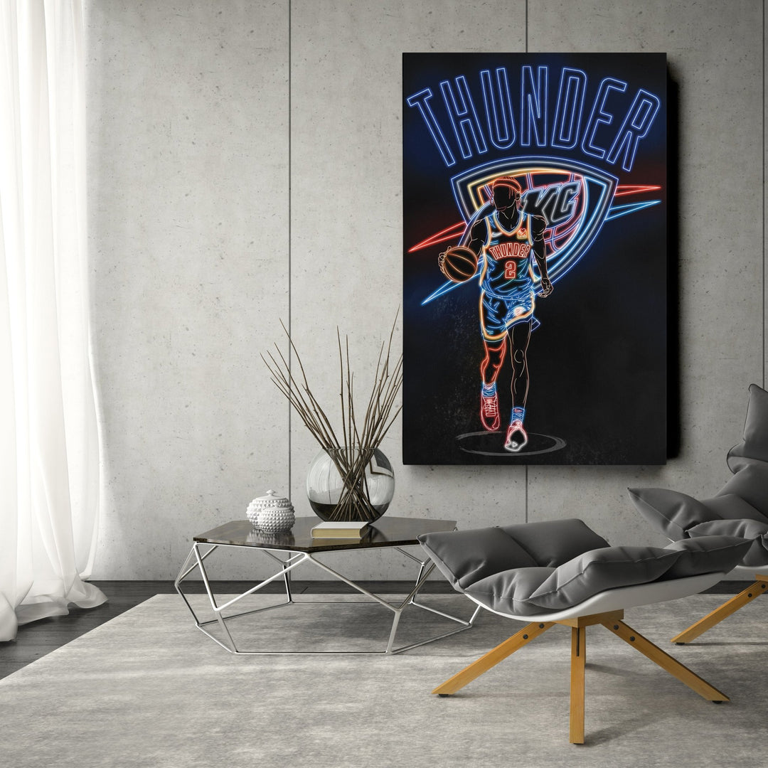 Shai Gilgeous - Alexander Neon Canvas Art | Thunder Wall Decor - CanvasNeon