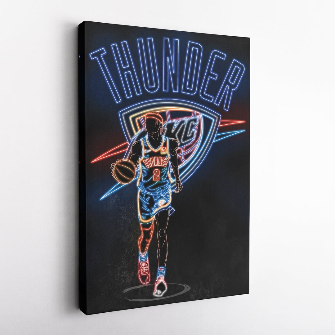 Shai Gilgeous - Alexander Neon Canvas Art | Thunder Wall Decor - CanvasNeon