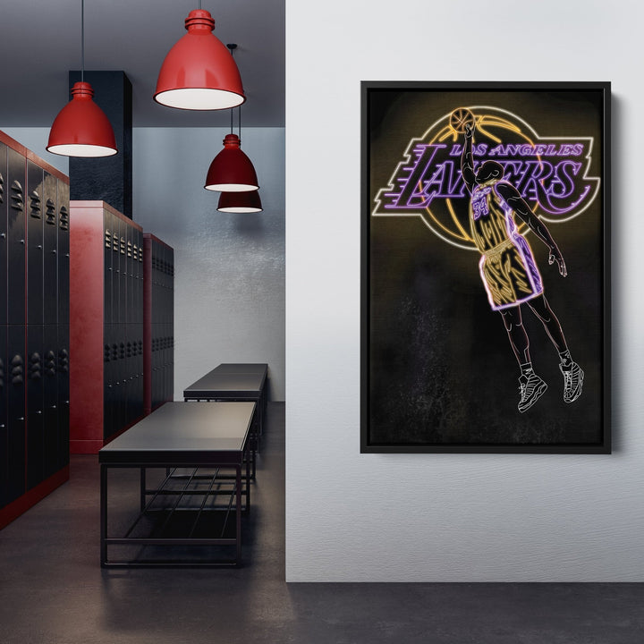 Shaquille O'Neal Neon Canvas Art | Lakers Wall Decor - CanvasNeon