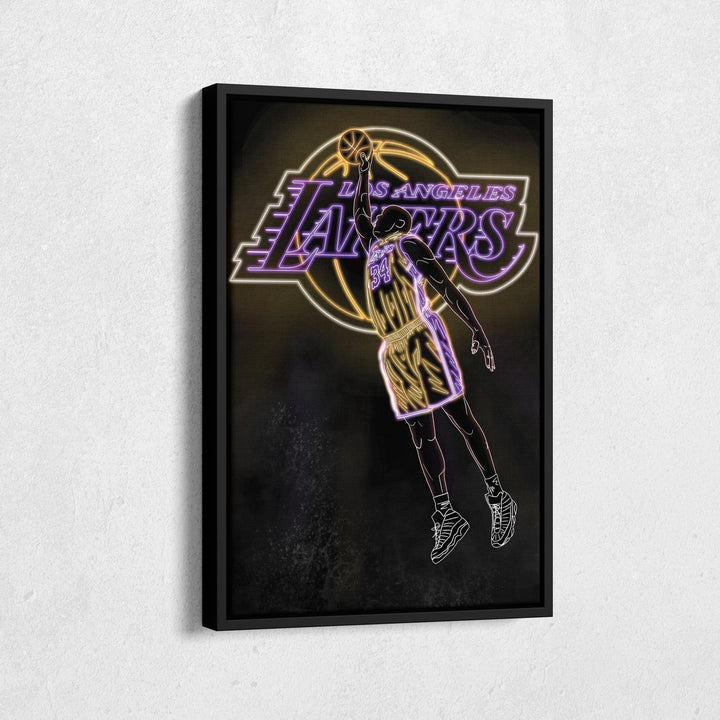 Shaquille O'Neal Neon Canvas Art | Lakers Wall Decor - CanvasNeon