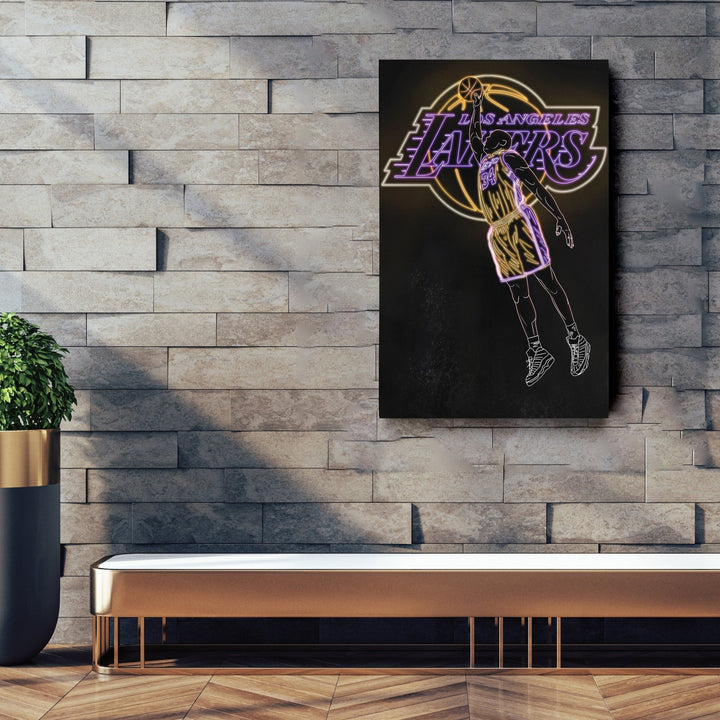 Shaquille O'Neal Neon Canvas Art | Lakers Wall Decor - CanvasNeon