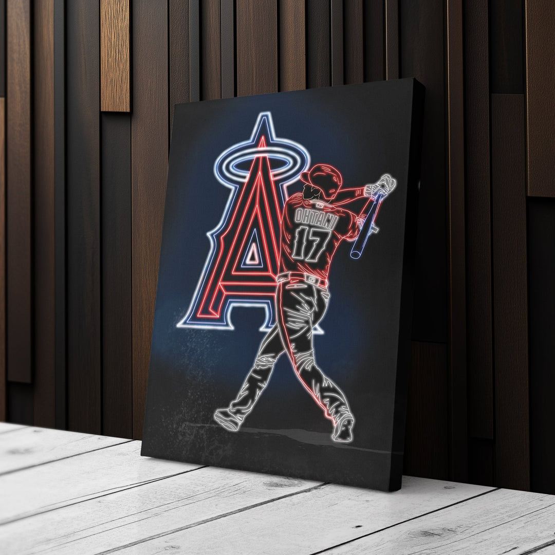 Shohei Ohtani Neon Canvas Art | Angels Wall Decor - CanvasNeon