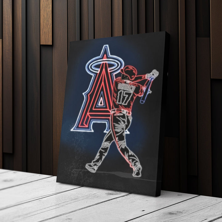 Shohei Ohtani Neon Canvas Art | Angels Wall Decor - CanvasNeon