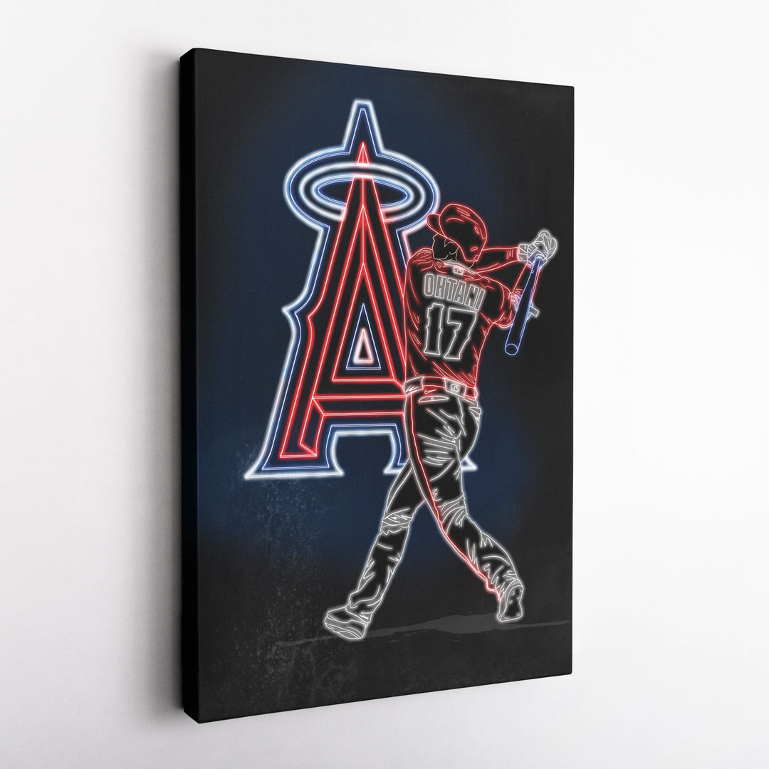 Shohei Ohtani Neon Canvas Art | Angels Wall Decor - CanvasNeon