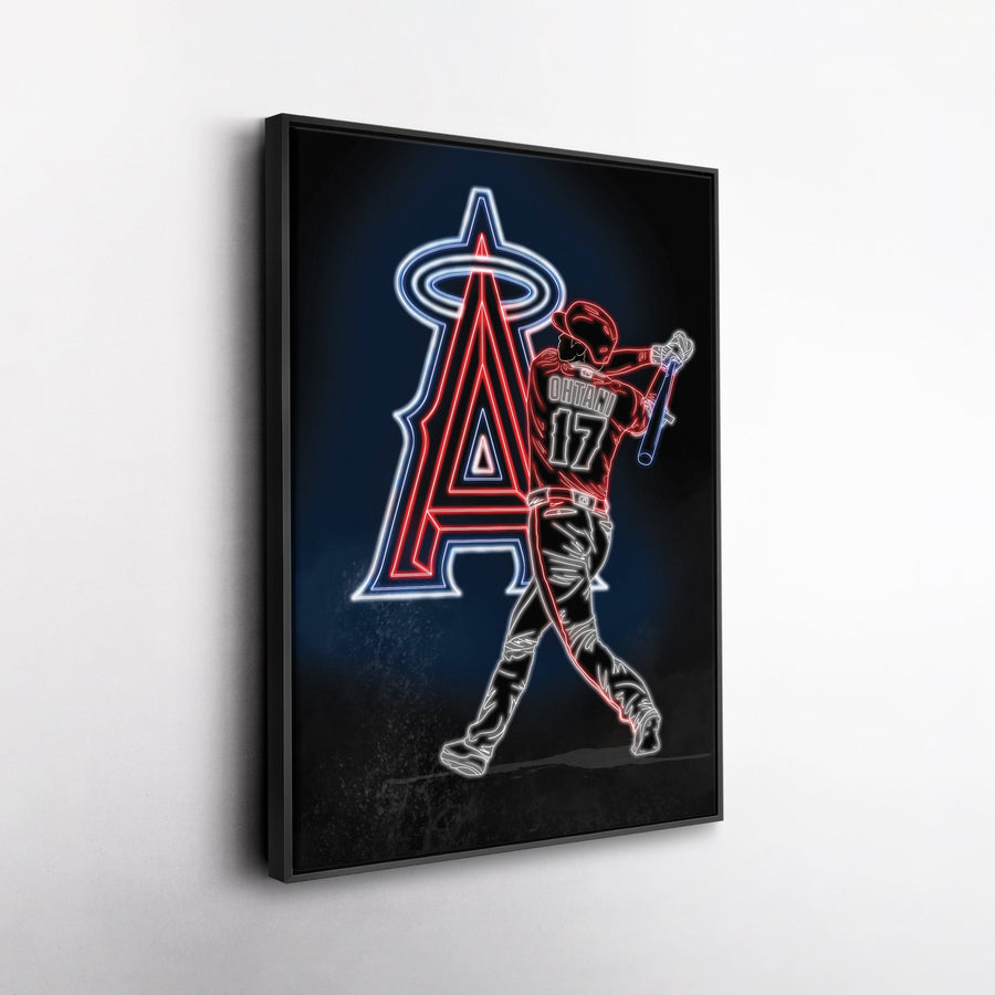 Shohei Ohtani Neon Canvas Art | Angels Wall Decor - CanvasNeon