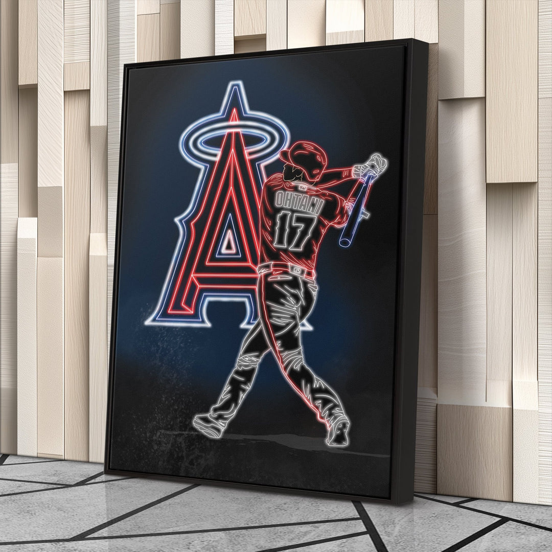 Shohei Ohtani Neon Canvas Art | Angels Wall Decor - CanvasNeon
