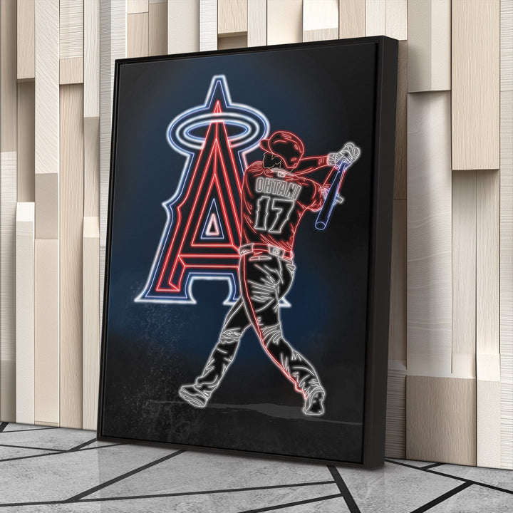 Shohei Ohtani Neon Canvas Art | Angels Wall Decor - CanvasNeon