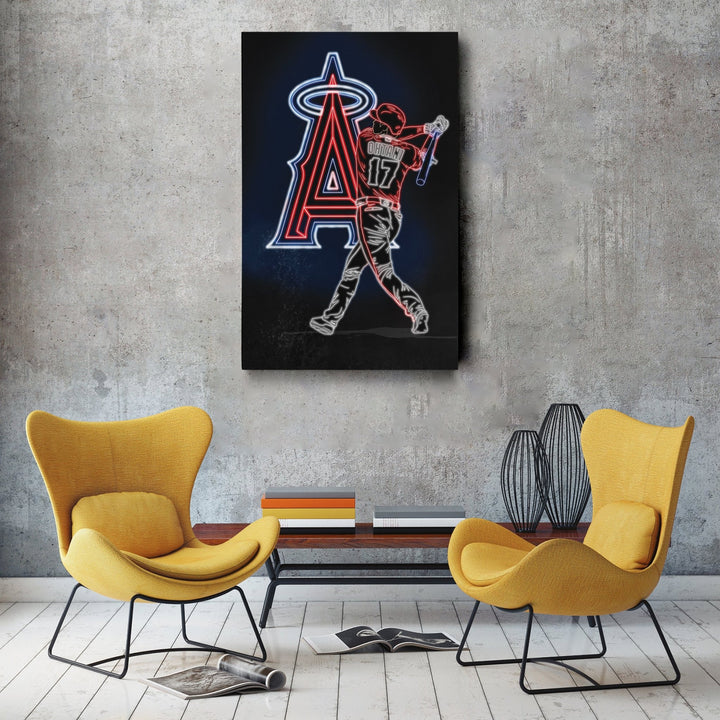 Shohei Ohtani Neon Canvas Art | Angels Wall Decor - CanvasNeon