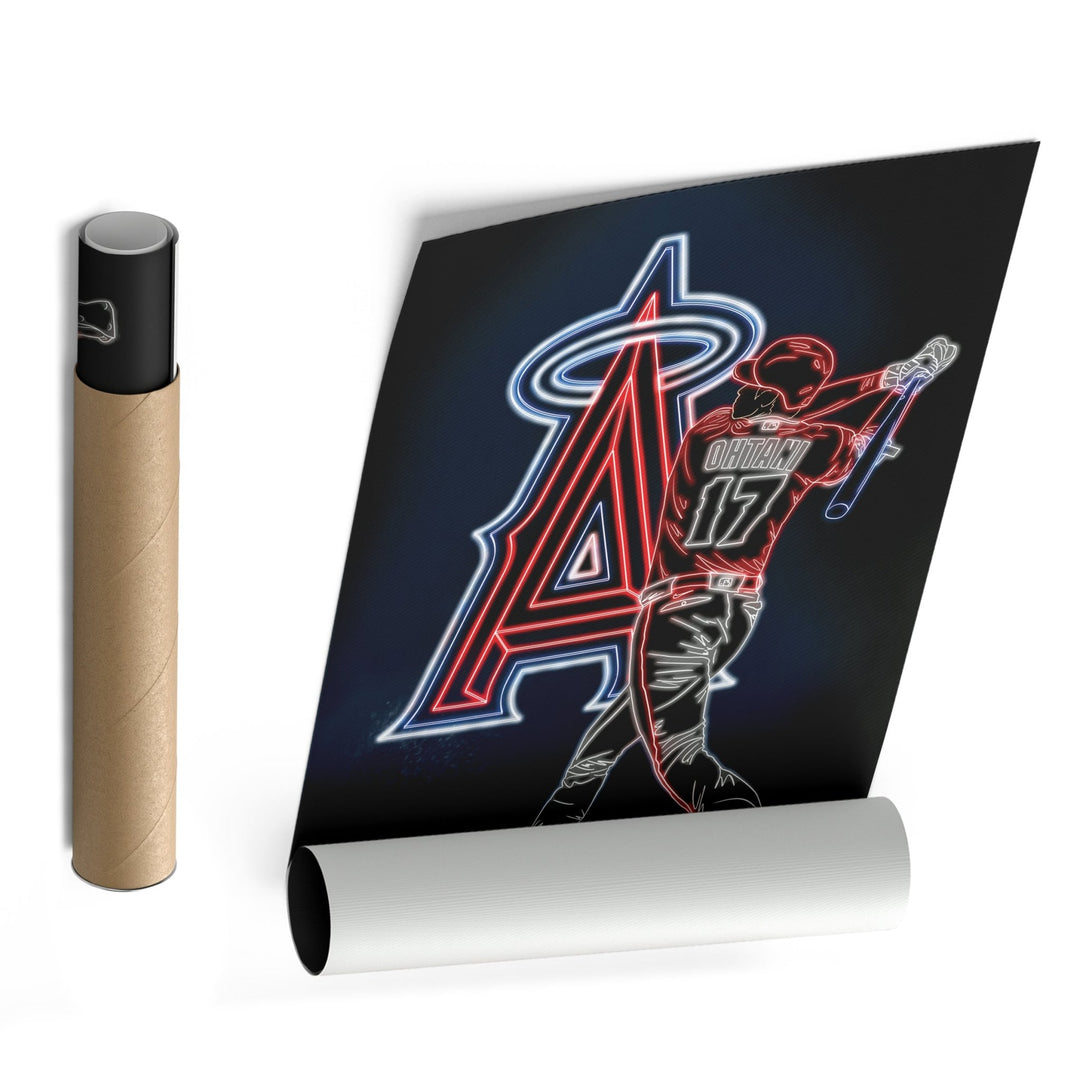 Shohei Ohtani Neon Canvas Art | Angels Wall Decor - CanvasNeon