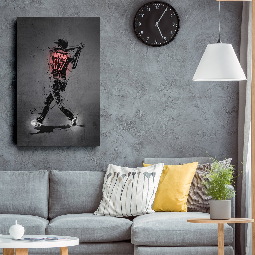 Shohei Ohtani Neon Canvas Art | Modern Wall Decor for Angels Fans - CanvasNeon