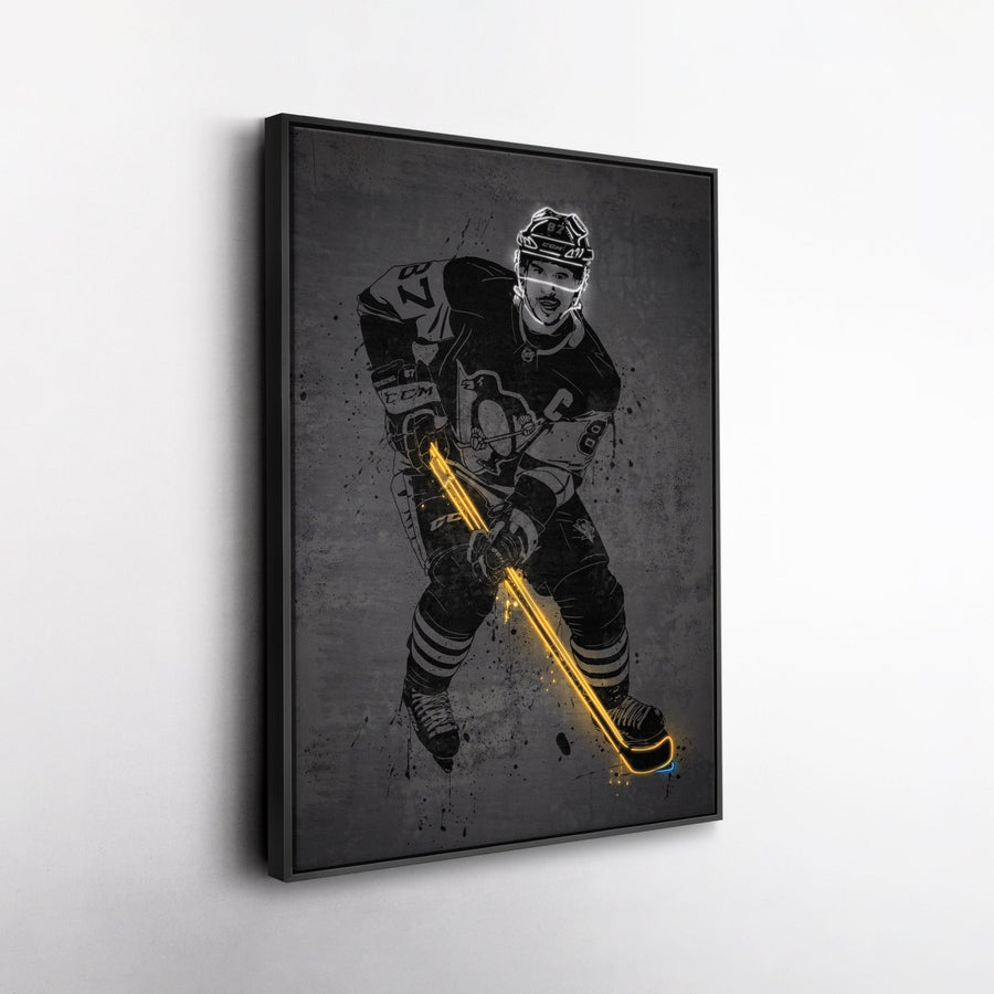 Sidney Crosby Neon Canvas Art | Modern Wall Decor for Penguins Fans - CanvasNeon
