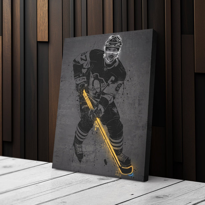 Sidney Crosby Neon Canvas Art | Modern Wall Decor for Penguins Fans - CanvasNeon