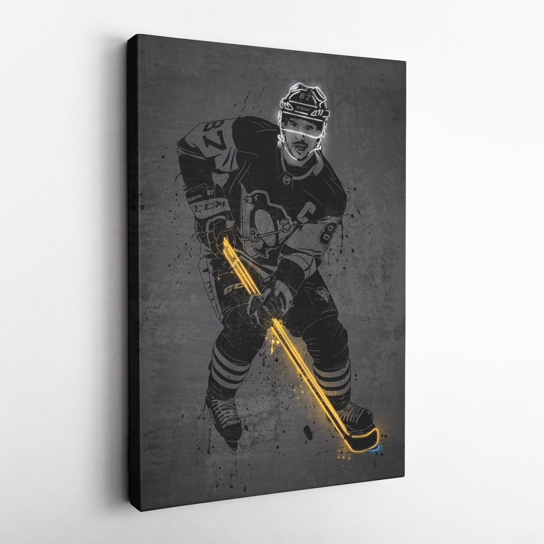 Sidney Crosby Neon Canvas Art | Modern Wall Decor for Penguins Fans - CanvasNeon