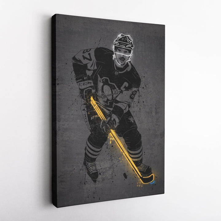 Sidney Crosby Neon Canvas Art | Modern Wall Decor for Penguins Fans - CanvasNeon