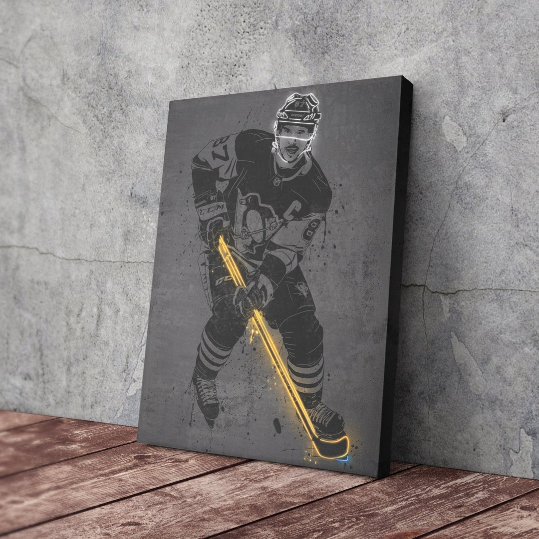 Sidney Crosby Neon Canvas Art | Modern Wall Decor for Penguins Fans - CanvasNeon