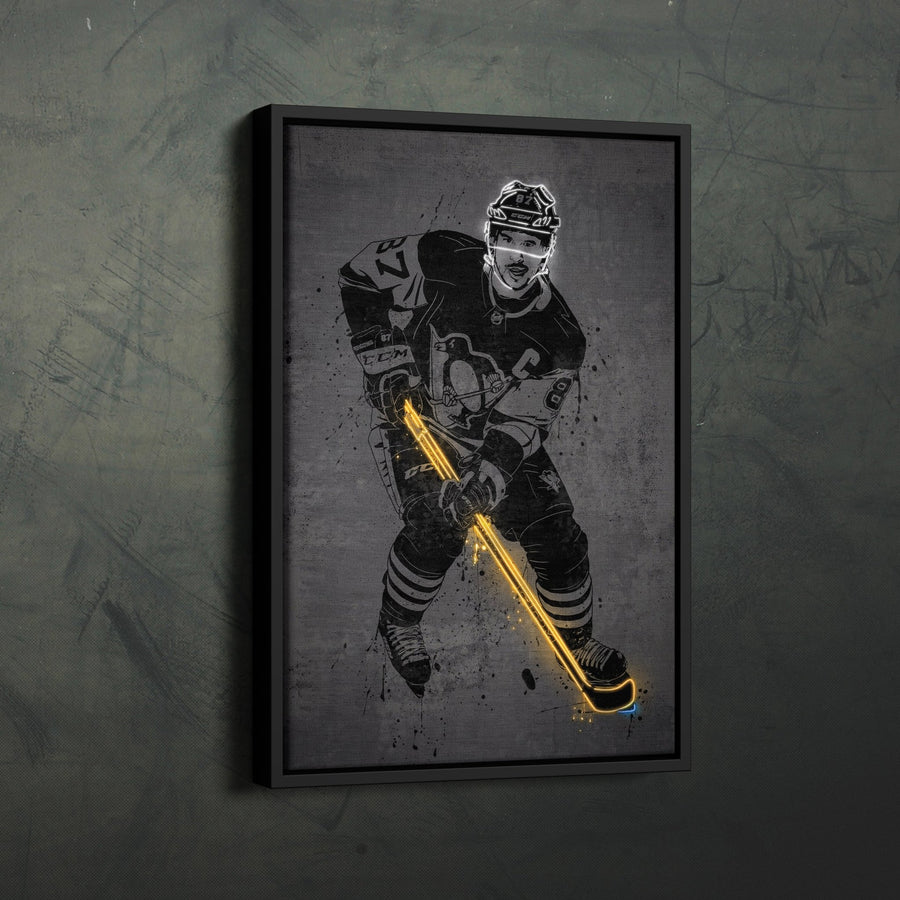Sidney Crosby Neon Canvas Art | Modern Wall Decor for Penguins Fans - CanvasNeon
