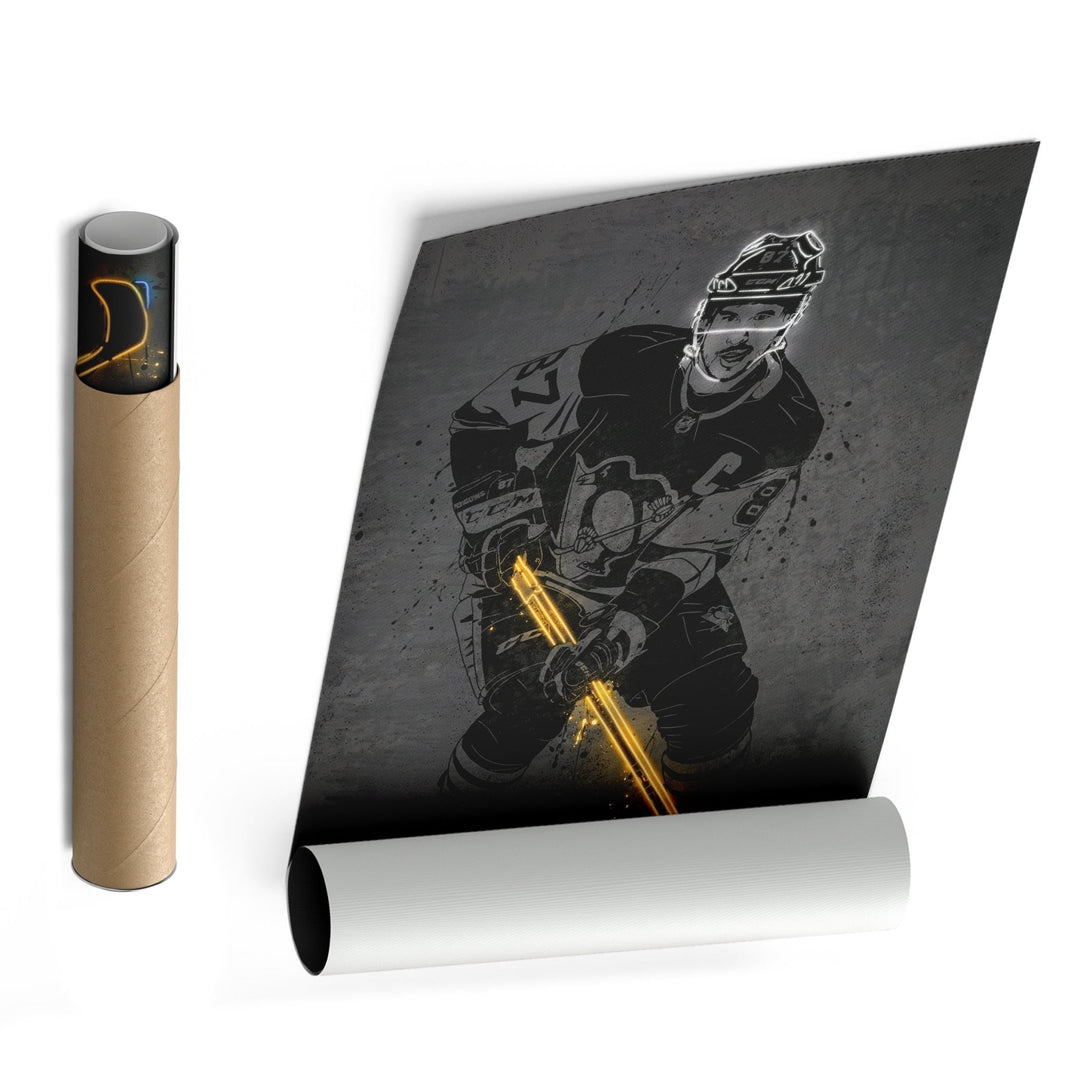 Sidney Crosby Neon Canvas Art | Modern Wall Decor for Penguins Fans - CanvasNeon