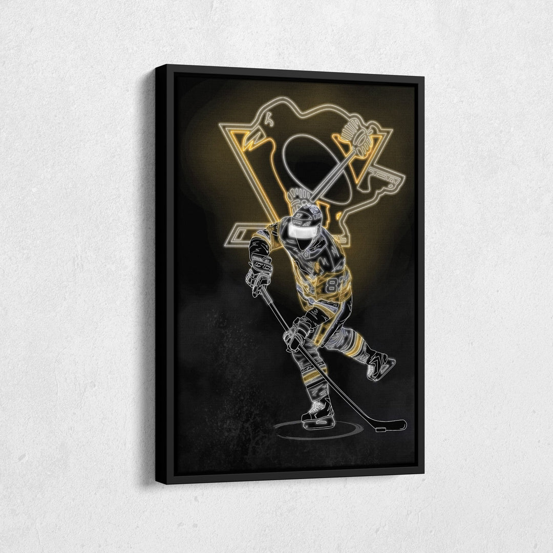 Sidney Crosby Neon Canvas Art | Penguins Wall Decor - CanvasNeon