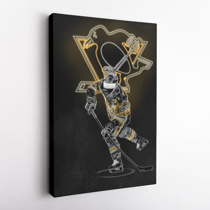 Sidney Crosby Neon Canvas Art | Penguins Wall Decor - CanvasNeon