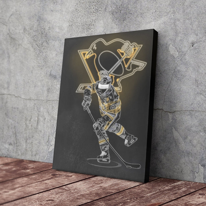 Sidney Crosby Neon Canvas Art | Penguins Wall Decor - CanvasNeon