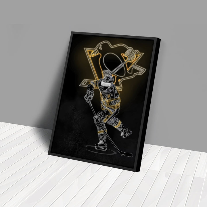 Sidney Crosby Neon Canvas Art | Penguins Wall Decor - CanvasNeon