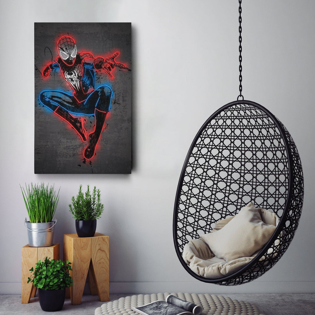 Spider-Man Canvas | Marvel Neon Wall Art - CanvasNeon