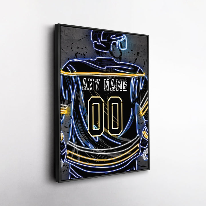 St. Louis Blues Custom Jersey Canvas | Neon Wall Art - CanvasNeon