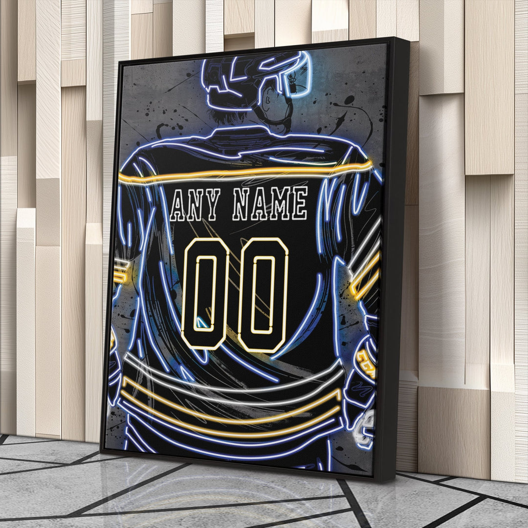 St. Louis Blues Custom Jersey Canvas | Neon Wall Art - CanvasNeon