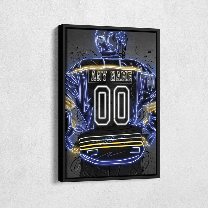 St. Louis Blues Custom Jersey Canvas | Neon Wall Art - CanvasNeon