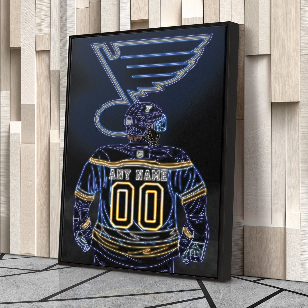 St. Louis Blues Personalized Jersey Canvas | Neon Wall Art - CanvasNeon