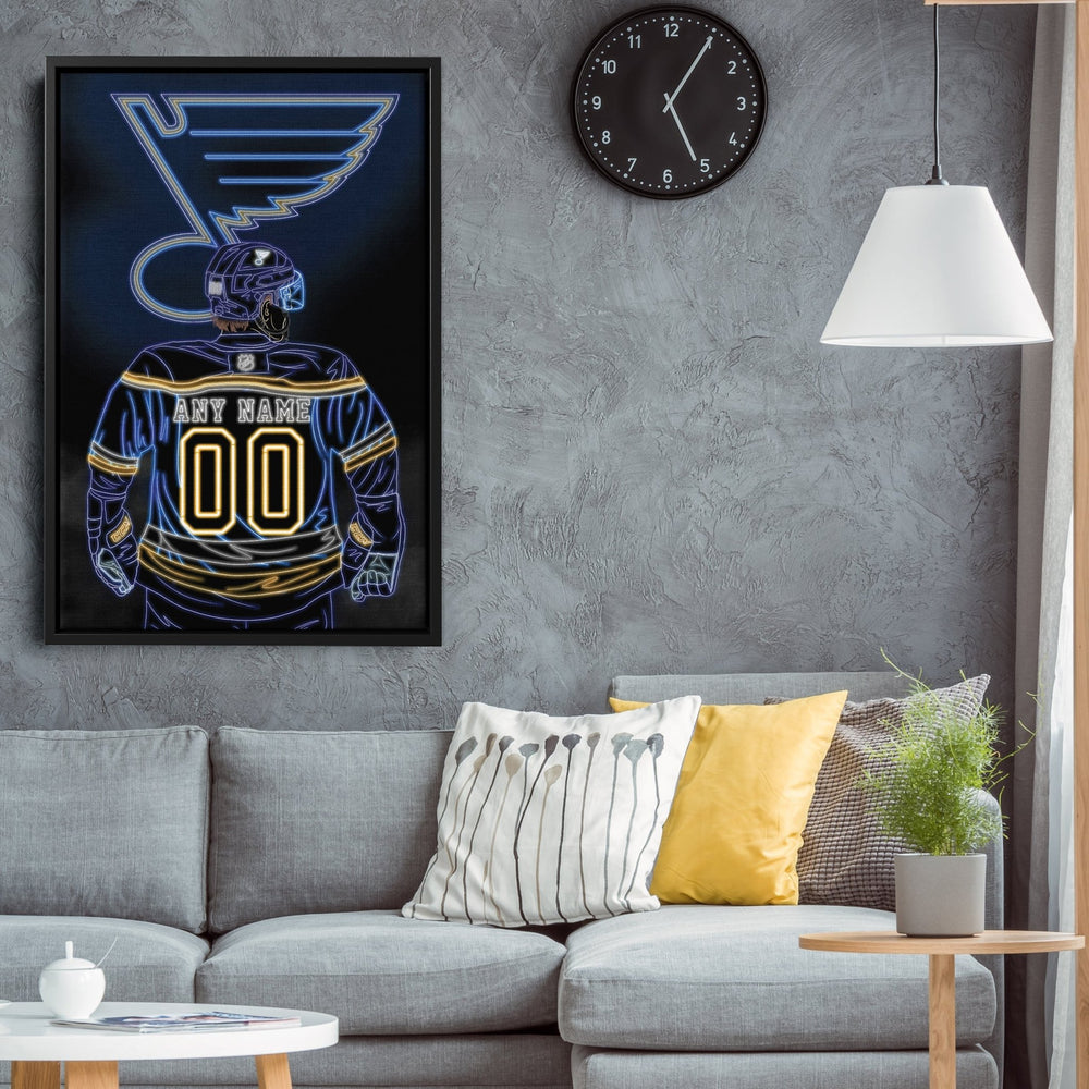 St. Louis Blues Personalized Jersey Canvas | Neon Wall Art - CanvasNeon