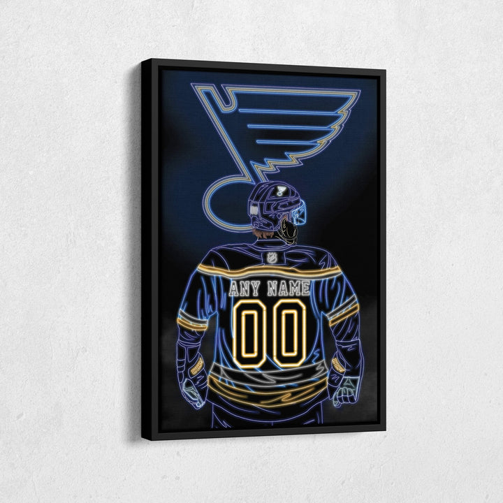 St. Louis Blues Personalized Jersey Canvas | Neon Wall Art - CanvasNeon