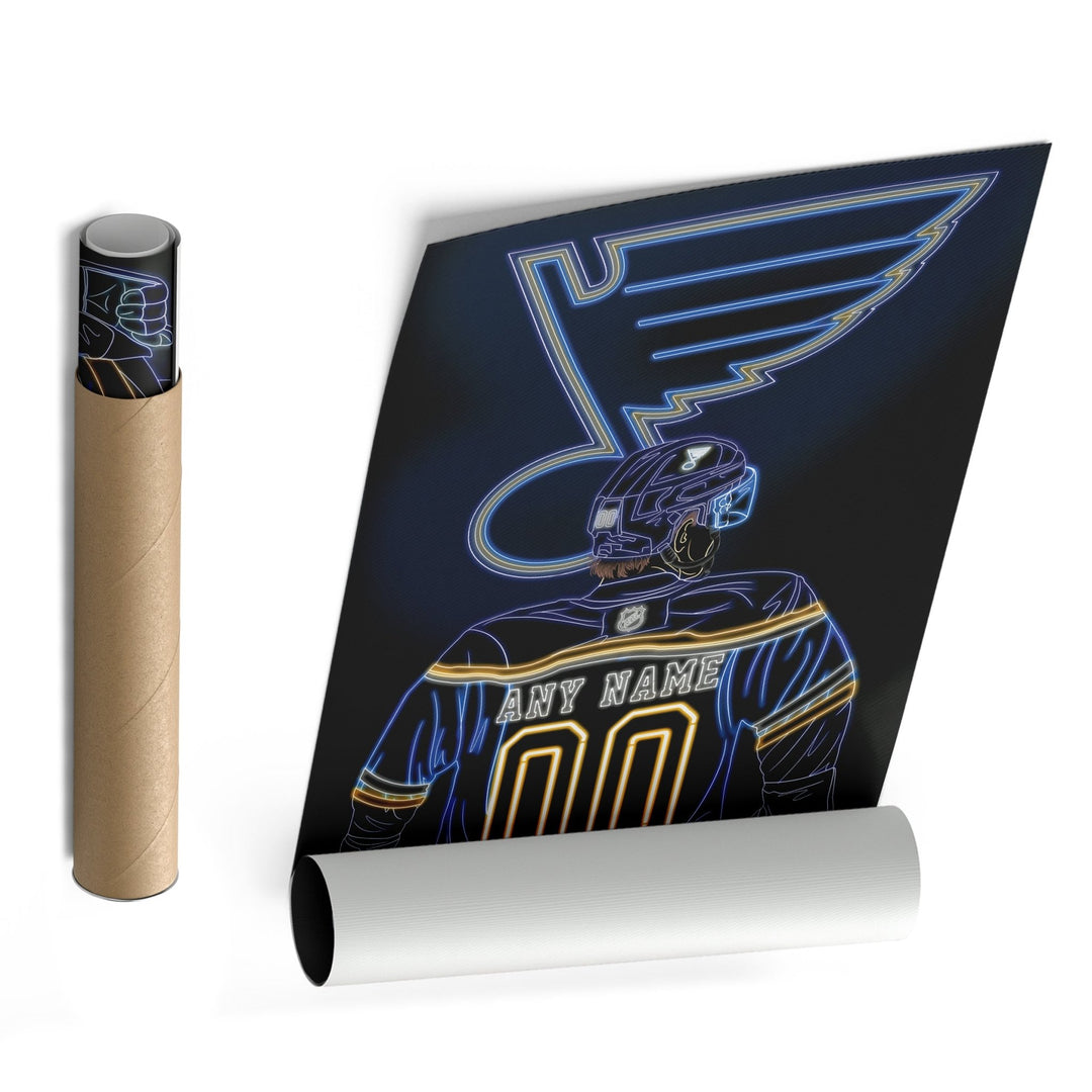 St. Louis Blues Personalized Jersey Canvas | Neon Wall Art - CanvasNeon