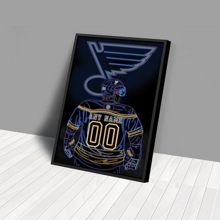 St. Louis Blues Personalized Jersey Canvas | Neon Wall Art - CanvasNeon