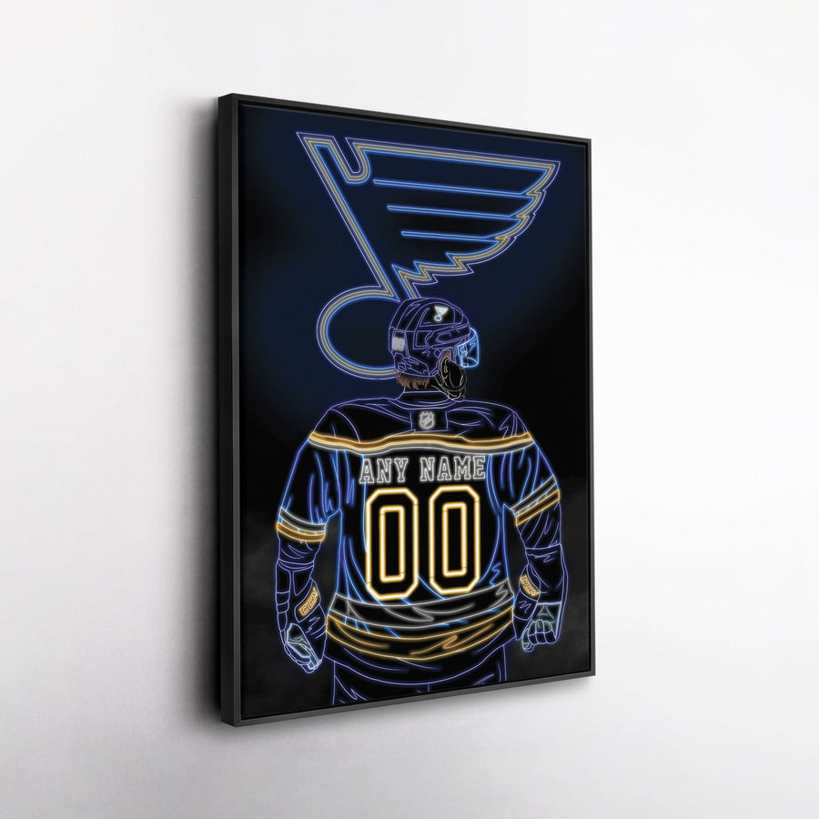 St. Louis Blues Personalized Jersey Canvas | Neon Wall Art - CanvasNeon