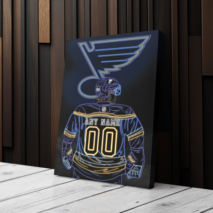 St. Louis Blues Personalized Jersey Canvas | Neon Wall Art - CanvasNeon