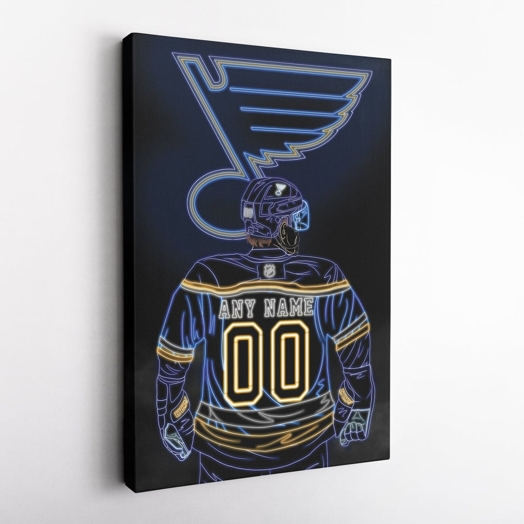 St. Louis Blues Personalized Jersey Canvas | Neon Wall Art - CanvasNeon