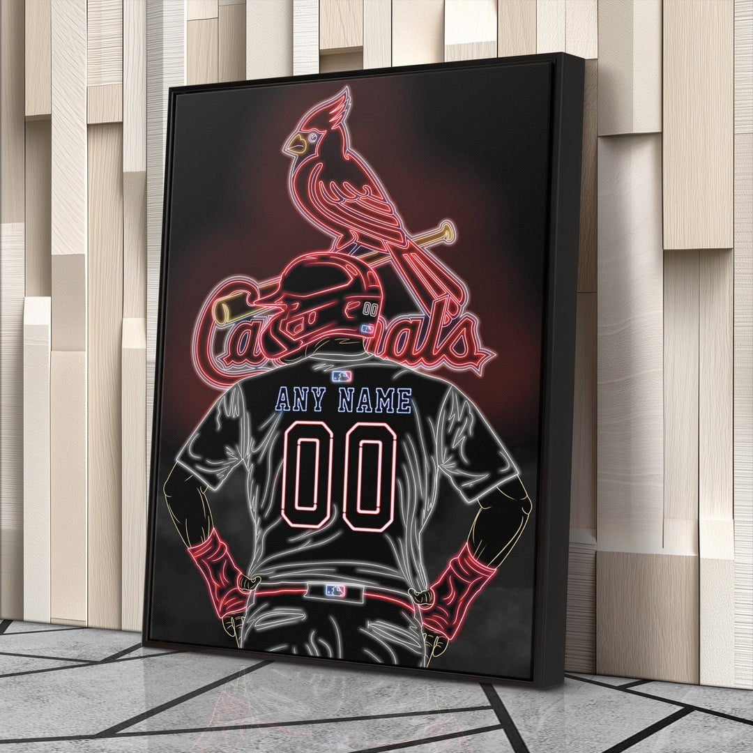 St. Louis Cardinals Personalized Jersey Canvas | Neon Wall Art - CanvasNeon
