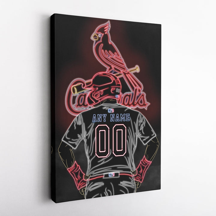 St. Louis Cardinals Personalized Jersey Canvas | Neon Wall Art - CanvasNeon