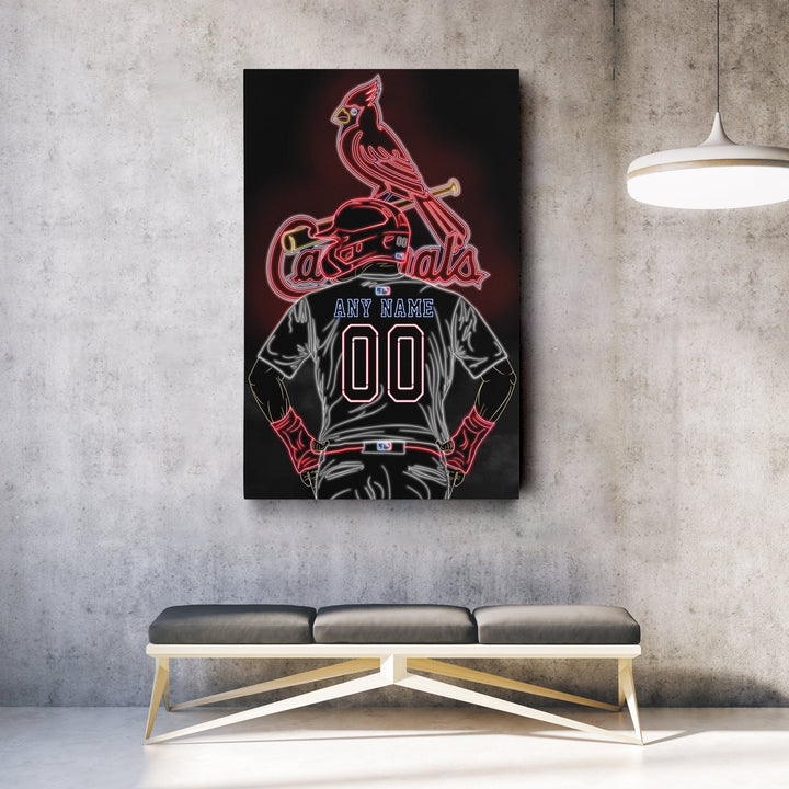 St. Louis Cardinals Personalized Jersey Canvas | Neon Wall Art - CanvasNeon