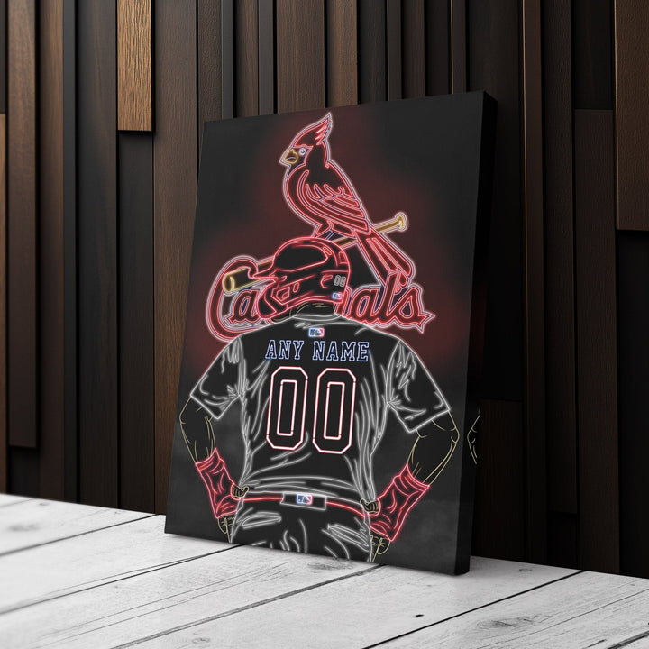 St. Louis Cardinals Personalized Jersey Canvas | Neon Wall Art - CanvasNeon