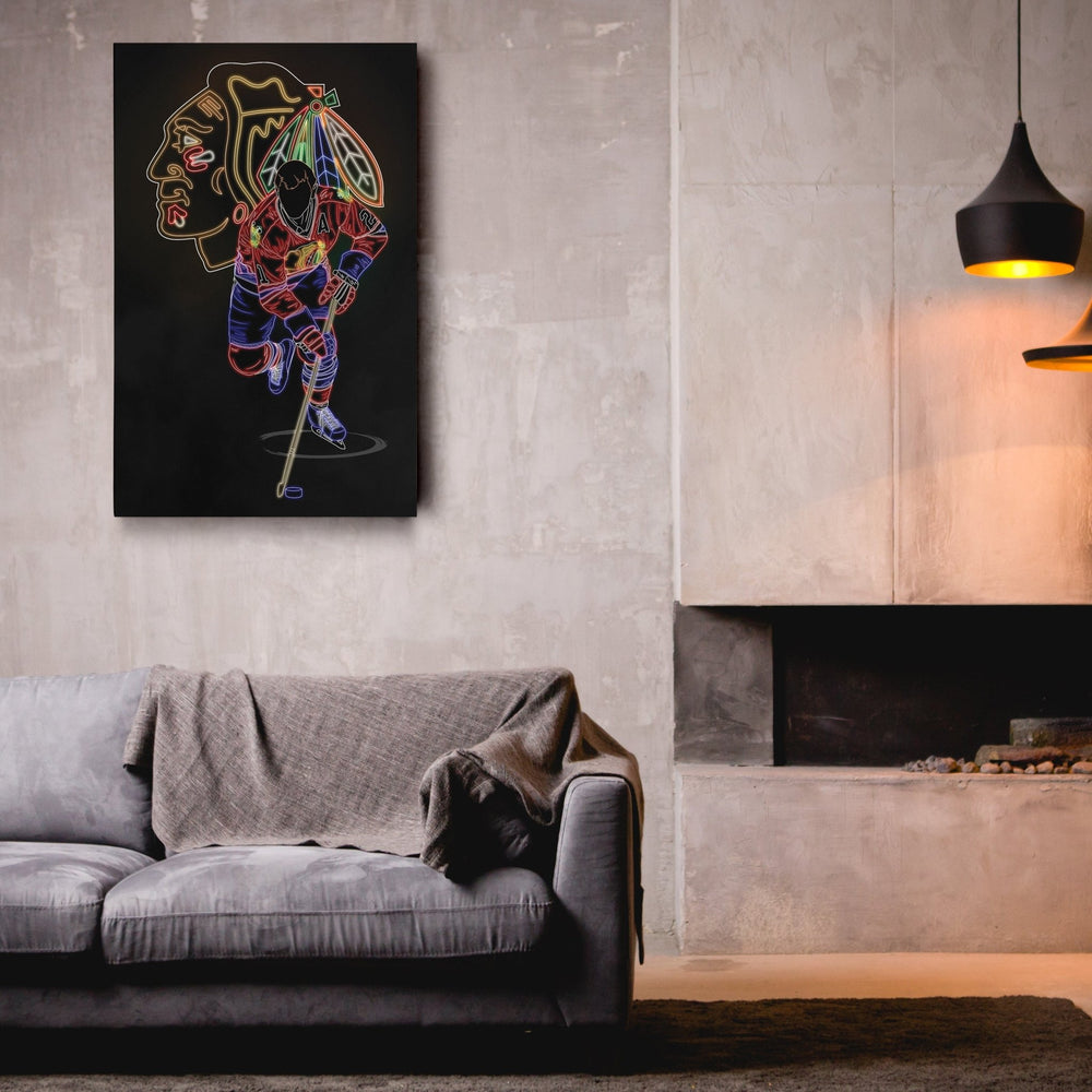 Stan Mikita Neon Canvas Art | Blackhawks Wall Decor - CanvasNeon