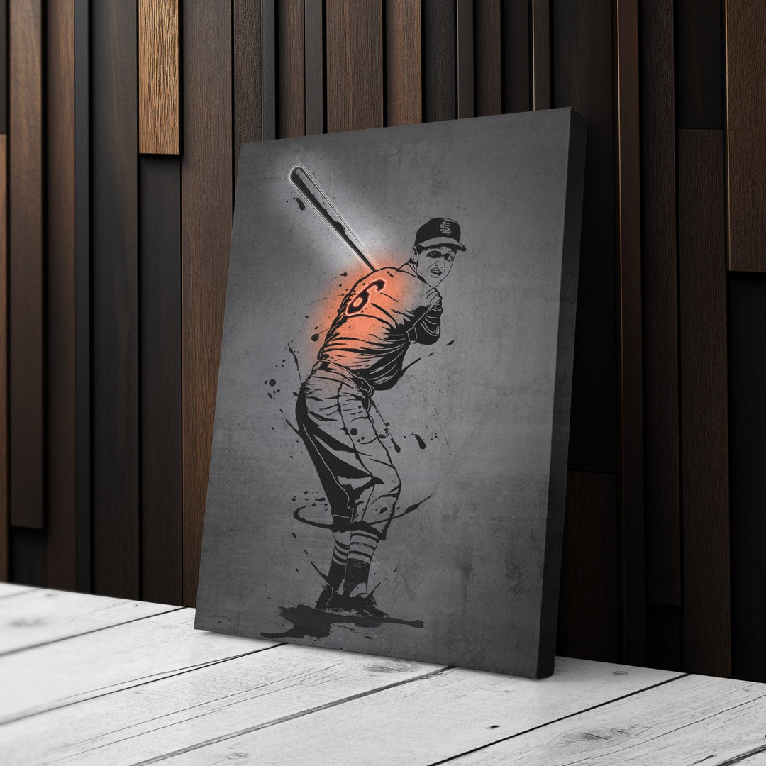 Stan Musial Neon Canvas Art | Modern Wall Decor for Cardinals Fans - CanvasNeon