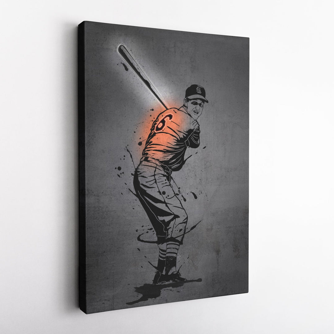 Stan Musial Neon Canvas Art | Modern Wall Decor for Cardinals Fans - CanvasNeon