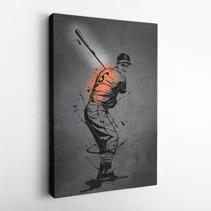 Stan Musial Neon Canvas Art | Modern Wall Decor for Cardinals Fans - CanvasNeon