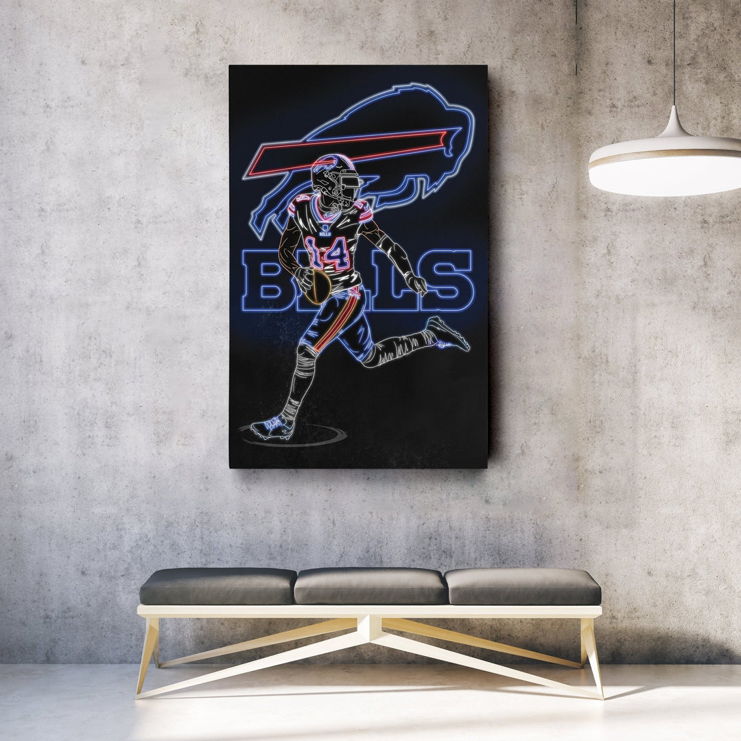 Stefon Diggs Neon Canvas Art | Bills Wall Decor - CanvasNeon