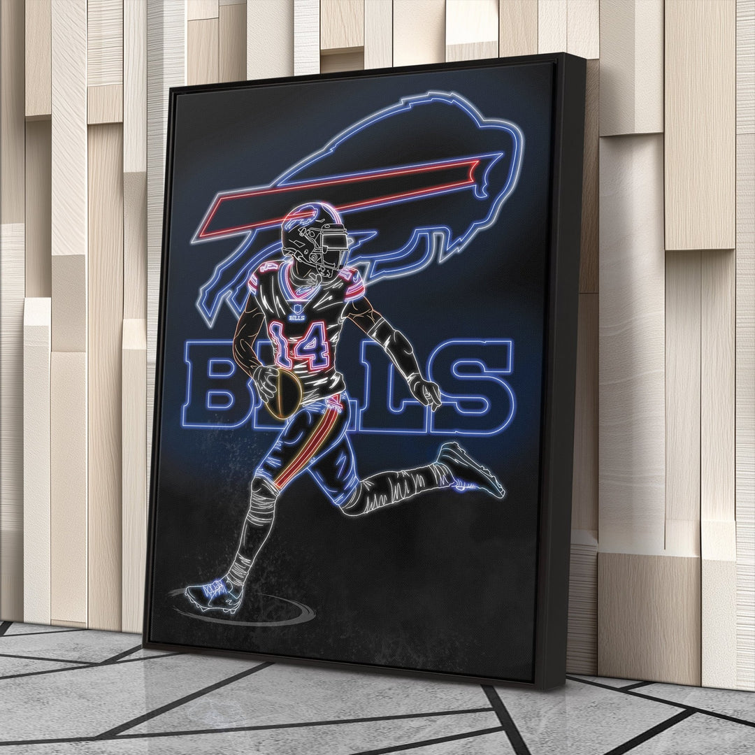 Stefon Diggs Neon Canvas Art | Bills Wall Decor - CanvasNeon