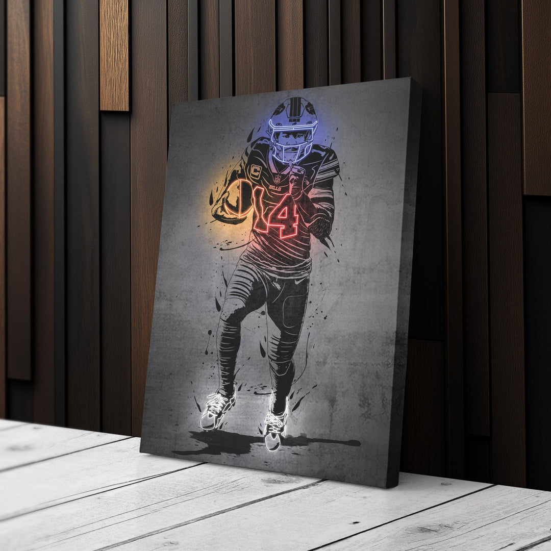 Stefon Diggs Neon Canvas Art | Modern Wall Decor for Bills Fans - CanvasNeon