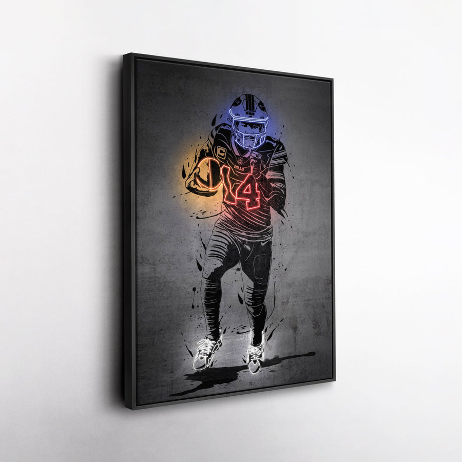 Stefon Diggs Neon Canvas Art | Modern Wall Decor for Bills Fans - CanvasNeon